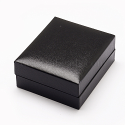 Plastic and Cardboard Jewelry Boxes, with Sponge Inside, Rectangle, Black, 82x70x35mm(OBOX-L002-09)