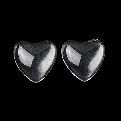 Transparent Glass Heart Cabochons, Clear, 16x16x5~5.5mm(GGLA-R021-16mm)