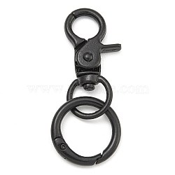 Spray Painted Alloy Split Key Rings, Keychain Clasp Findings, Black, 64.5mm(FIND-B044-01A)