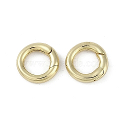 Brass Spring Gate Rings, Oval, Real 18K Gold Plated, 13x3mm(KK-Z078-07G)