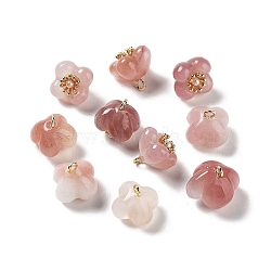 Natural Agate Flower Charms, Golden, 10.5~11x9.5~10x9.5~10mm, Hole: 1.6mm(G-Z052-02A)
