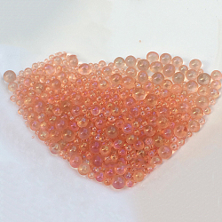 Transparent Glass Seed Beads, Undrilled/No Hole Beads, Round, DIY 3D Nail Art Decoration Mini Glass Beads, Tiny Caviar Nail Beads, Dark Orange, 1~3mm(X-SEED-WH0001-A07)