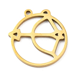 304 Stainless Steel Pendants, Real 18K Gold Plated, Laser Cut, Flat Round with 12 Constellations Sign Charm, Sagittarius, 22.5x20x1mm, Hole: 1.6mm(STAS-Z043-01I)