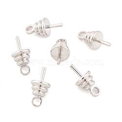 Rack Plating Brass Cup Peg Bails Pin Pendants, Long-Lasting Plated, for Half Drilled Beads, Platinum, 9.5x5mm, Hole: 1.5mm, Pin: 0.8mm(KK-K277-01P)