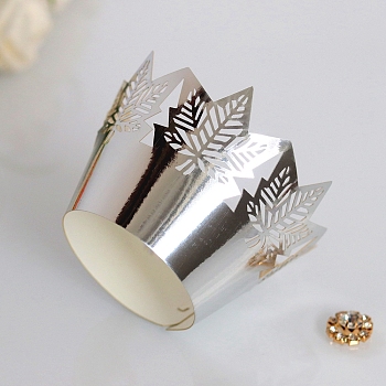 Thanksgiving Day Theme Maple Leaf Paper Baking Cups, Fluted Cupcake Liner, Bakeware Accessoires, Silver, 215x90mm