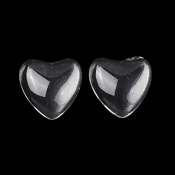 Transparent Glass Heart Cabochons, Clear, 16x16x5~5.5mm
