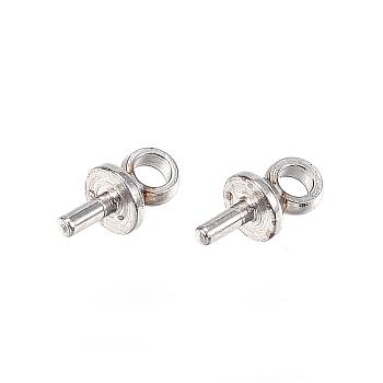 304 Stainless Steel Peg Bails Pendants, for Half Drilled Beads, Stainless Steel Color, 6x3mm, Hole: 1.5mm, Pin: 1mm