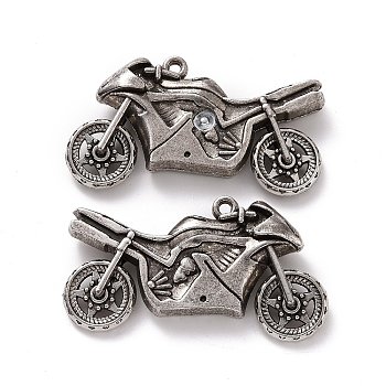 Tibetan Style Alloy Pendants, Motorbike Charms, Antique Silver, 50x29x10mm, Hole: 2.5mm