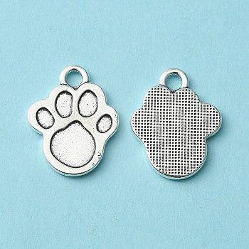 Tibetan Style Zinc Alloy Pendants, Dog Paw Prints, Lead Free & Cadmium Free, Antique Silver, 22x17x2mm, Hole: 3mm, about 400pcs/1000g