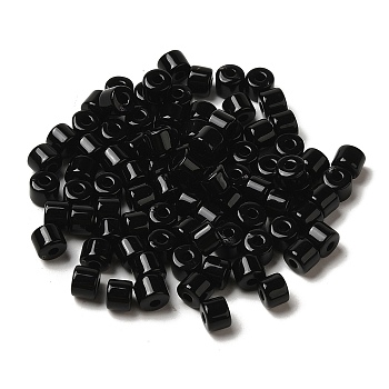 Opaque Acrylic Beads, Column, Black, 6.5x5mm, Hole: 2.2mm