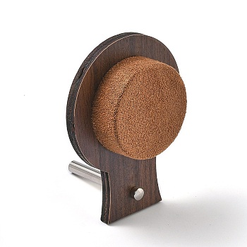 Desktop Wooden Bracelet Display Stands with Velvet Mat and Iron Support, Jewelry Holder for Bracelets, Round, Camel, 6.5x7.4x9.5cm