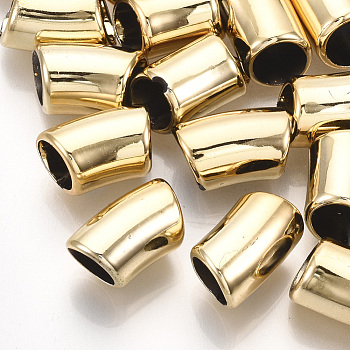 UV Plating ABS Plastic Beads, Curved, Tube, Golden Plated, 15x9.5x9mm, Hole: 7mm