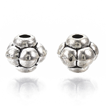 Tibetan Style Alloy Beads, Cadmium Free & Lead Free, Flower, Antique Silver, 6.5x5.5mm, Hole: 1.6mm, about 1810pcs/1000g
