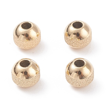 Ion Plating(IP) Textured 304 Stainless Steel Beads, Round, Golden, 5mm, Hole: 1.6mm