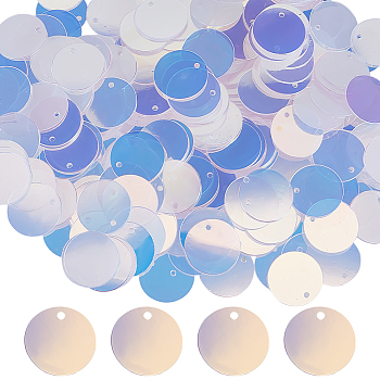 420Pcs Iridescent PVC Paillette/Sequins Pendants, Flat Round, Ornament Accessories, Plum, 16x0.2mm, Hole: 1.4mm