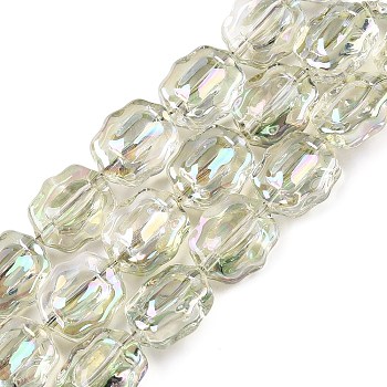 Electroplate Glass Beads Strands, Flower, Pale Goldenrod, 12x10x6~6.5mm, Hole: 1mm, about 55pcs/strand, 26.93''(68.4cm)