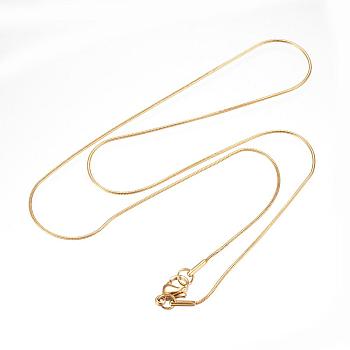 304 Stainless Steel Necklaces, with Lobster Clasps, Snake Chain Necklaces, Golden, 18.3 inch(46.5cm), 1mm