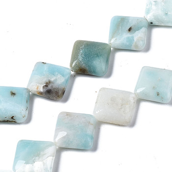 Natural Amazonite Beads Strands, Rhombus, 17~18x18x5~6mm, Hole: 0.6mm, about 23pcs/strand, 15.83 inch(40.2cm)