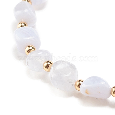 Bracelet extensible en perles rondes en agate de dentelle bleue naturelle(BJEW-JB08197-01)-4
