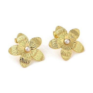 304 Stainlee Steel with Plastic Pearl Studs Earring(EJEW-Z045-07G)-2