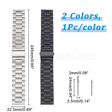 dicosmetic 2pcs 2 couleurs 303 bracelets de montre à dégagement rapide en acier inoxydable(FIND-DC0001-20)-2
