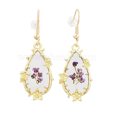 Alloy & Dried Flower Dangle Earrings(AL-Z001-04G)-4