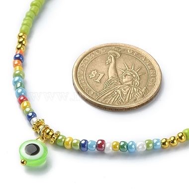 Resin Evil Eye Pendant Necklace with Glass Seed Beaded Chains(NJEW-JN04378)-3