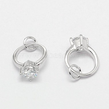 Real Platinum Plated Ring Brass+Cubic Zirconia Charms