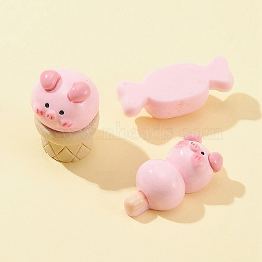 10Pcs 10 Styles Opaque Resin Cute Pig Imitation Food Decoden Cabochons(CRES-FS0001-13)-2