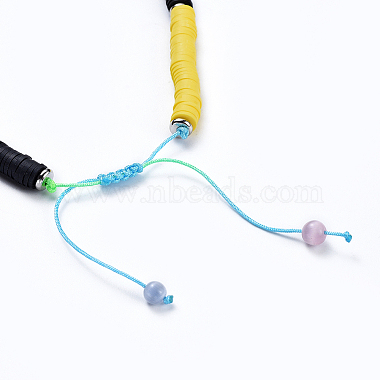 Handmade Polymer Clay Heishi Beads Braided Necklaces(NJEW-JN02423-02)-3