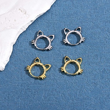 Women Cat Brass Leverback Earrings(JE965B)-2