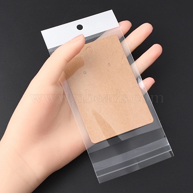 100Pcs Rectangle Kraft Paper One Pair Earring Display Cards with Hanging Hole(CDIS-YW0001-02A)-4