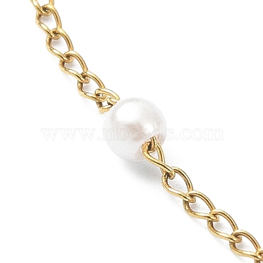 Glass Pearl Beaded Chain Anklet with Curb Chains(AJEW-AN00542)-3