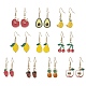 10 Pairs 10 Styles Fruit Alloy Enamel Dangle Earrings for Women(EJEW-JE05905)-1