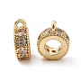 Real 14K Gold Plated Flat Round Brass+Cubic Zirconia Tube Bails(KK-E081-08G)