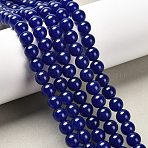 Natural & Dyed Malaysia Jade Bead Strands, Round, Midnight Blue, 8mm, Hole: 1.0mm, about 48pcs/strand, 15 inch(X-G-A146-8mm-A22)