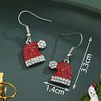Alloy Dangle Earrings, with Rhinestone, Platinum, Hat, 33x14mm(FS-WG7AF48-22)