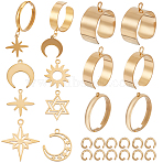 DIY Star Moon Sun Stainless Steel Charms Cuff Ring Making Kit, Golden, Hole: 1.2mm, Inner Diameter: 18.2mm(DIY-SC0026-13G)