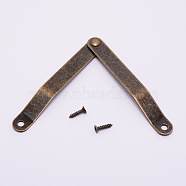 Iron Hinge, with Screw, Jewelry Box Accessories, Antique Bronze, 79x10x8mm, Hole: 3.8mm, Screw: 10.5x4.5mm, Unfold: 148x10x7mm(IFIN-WH0034-39AB-03)