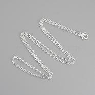Brass Cable Chains Necklace Making, Silver Color Plated, 23.6 inch(60cm)(MAK-R019-S)