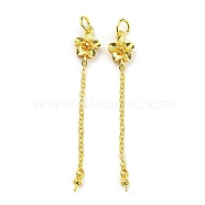 Flower Rack Plating Brass Cup Peg Bails, Pendant Bail with Jump Rings, For Half Drilled Beads, Long-Lasting Plated, Lead Free & Cadmium Free, Real 18K Gold Plated, 57x9x4mm, Hole: 4mm, Pin: 0.6mm(KK-F864-01G)