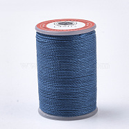 Waxed Polyester Cord, Micro Macrame Cord, Twisted Cord, Round, Steel Blue, 1mm, about 57.96~65.62 Yards(53~60m)/Roll(YC-N010-01B)