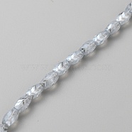 Transparent Electroplate Glass Beads, Faceted Oval with Arrows Pattern, Silver, 10x6mm, Hole: 1.2mm(EGLA-TAC0005-01B)