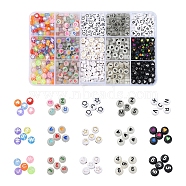 DIY Jewelry Making Kits, Including 750Pcs 15 Style Flat Round Transparent & Opaque & Luminous Acrylic Beads, Mixed Color, 7x3.5~4mm, Hole: 1~1.8mm, 50pcs/style(DIY-YW0003-10)