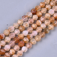 Natural Agate Beads Strands, Dyed, Faceted, Star Cut Round Beads, Sandy Brown, 9~10x9~10x9~10mm, Hole: 1mm, about 37pcs/strand, 14.5 inch(G-T121-08B)