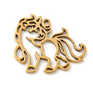 201 Stainless Steel Pendants, Laser Cut, Horse Charm, Golden, 17x20x1mm, Hole: 1.2mm(FIND-Z009-02G)