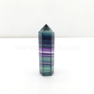 Point Tower Natural Fluorite Home Display Decoration, Healing Stone Wands, for Reiki Chakra Meditation Therapy Decos, Hexagon Prism, 70~80mm(PW23030654850)
