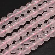 Natural Rose Quartz Bead Strands, Round, 8mm, Hole: 0.8~1mm, about 51pcs/strand, 15.7 inch(400mm)(G-G944-8mm-01)