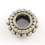 Tibetan Style Flat Round Alloy Spacer Beads, Lead Free & Nickel Free, Antique Silver, 7.5x3mm, Hole: 3.5mm, about 2083pcs/1000g(TIBEB-01141-AS-FF)