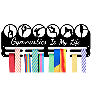 Iron Medal Hanger Holder Display Wall Rack, 2-Line, with Screws, Gymnastics, Sports, 150x400mm(ODIS-WH0021-713)